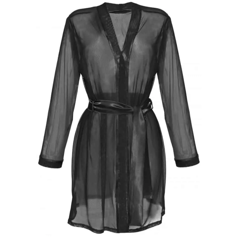 Aisha Doorzichtige Kimono Van Kant - Zwart 5 Aisha Doorzichtige Kimono Van Kant - Zwart - Afbeelding 3