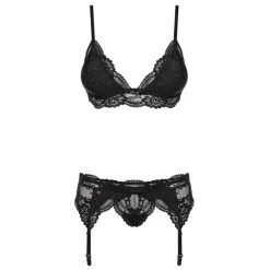 Eva Kanten Jarretel Lingerie Setje - Zwart -Verzorging Verkoop Eva Kanten Jarretel Lingerie Setje Zwart 3