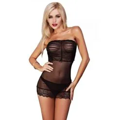 Evita Transparant Jurkje Met Fancy Design - Zwart