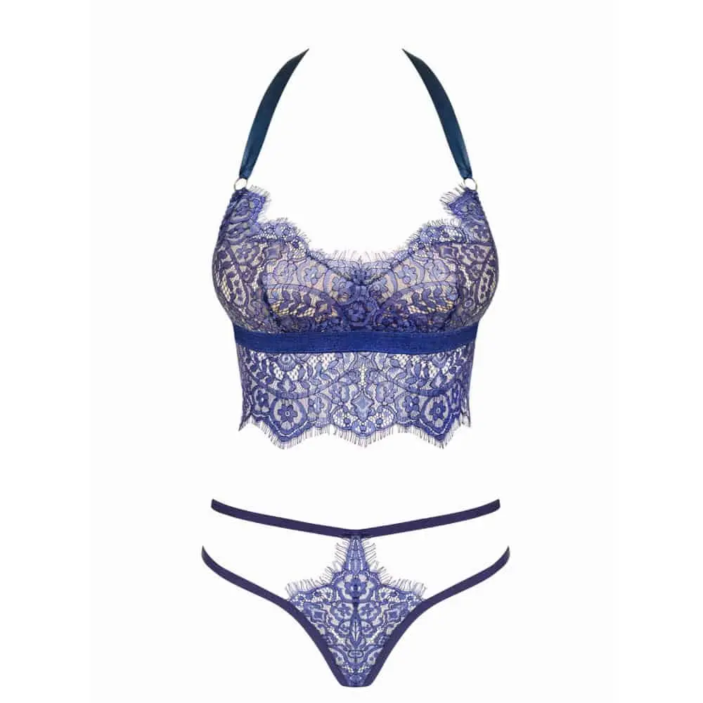 Flowlace Lingerie Setje Van Kant - Blauw 5 Flowlace Lingerie Setje Van Kant - Blauw - Afbeelding 3