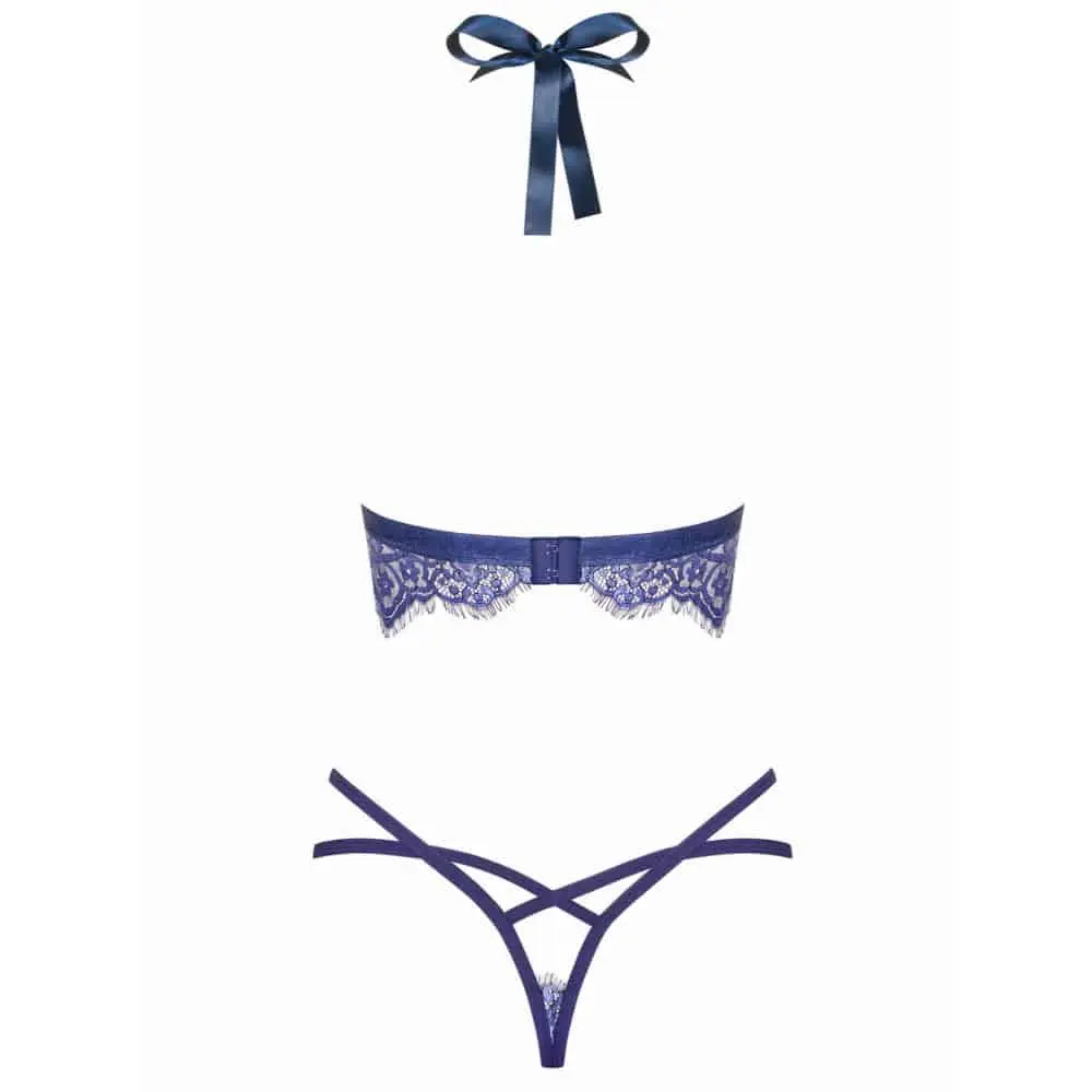Flowlace Lingerie Setje Van Kant - Blauw 6 Flowlace Lingerie Setje Van Kant - Blauw - Afbeelding 4