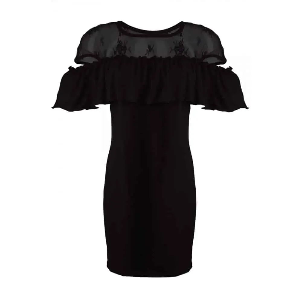 Nastia Jurkje Met Hals Van Kant - Zwart 5 Nastia Jurkje Met Hals Van Kant - Zwart - Afbeelding 3