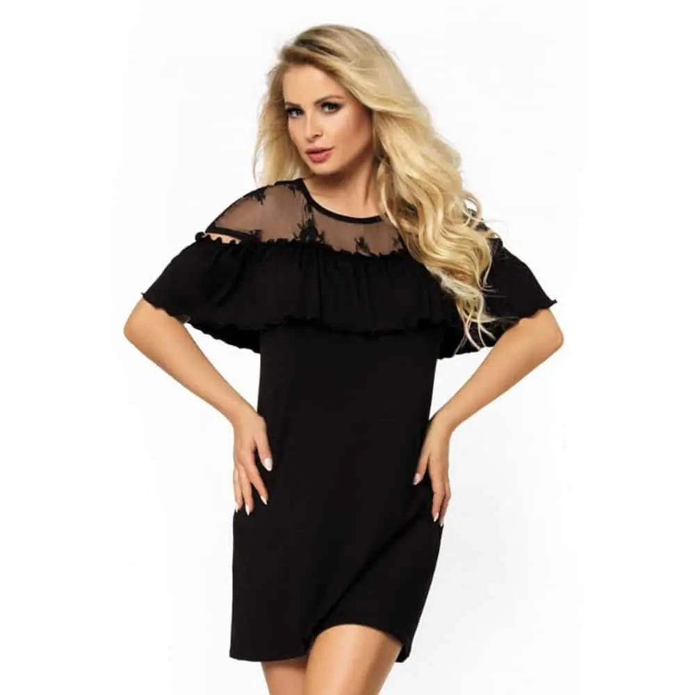 Nastia Jurkje Met Hals Van Kant - Zwart 3 Nastia Jurkje Met Hals Van Kant - Zwart