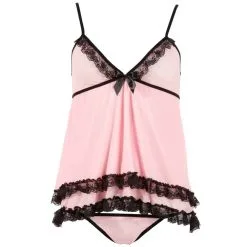 Rosa Sexy Babydoll Setje Met Kant - Roze -Verzorging Verkoop Rosa Sexy Babydoll Setje met Kant Roze 3